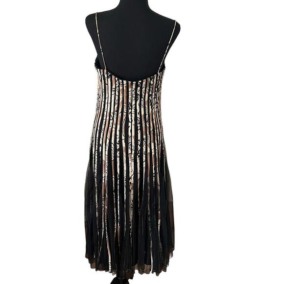 JS Collection Womens Stripped Ribbon Trim Fit & Flare Tulle Dress Black 12 - Picture 2 of 8